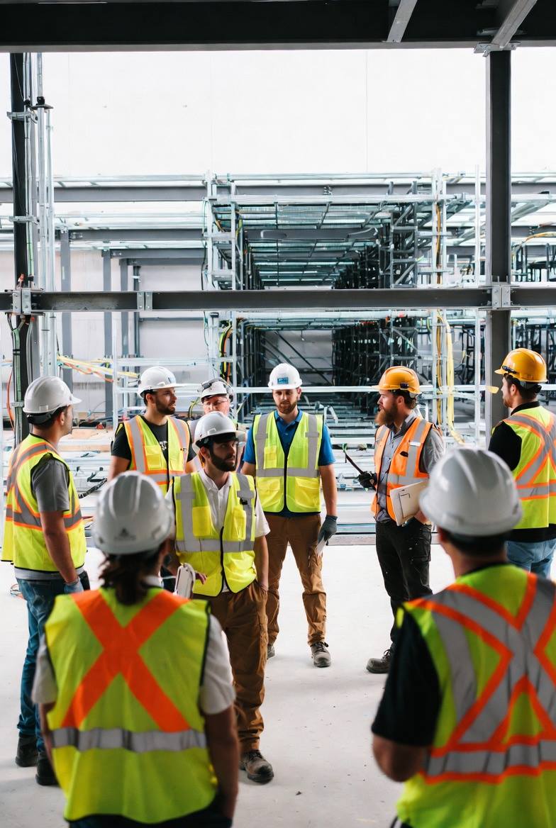 MEP operatives on a data-centre site